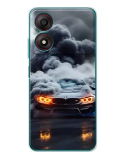 Чохол для ZTE Blade A34 з картинкою «BMW у диму»