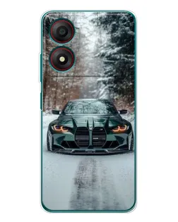 Чохол для ZTE Blade A34 з картинкою «BMW у зимовому лісі»