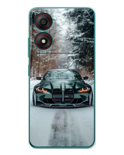 Чохол для ZTE Blade A34 з картинкою «BMW у зимовому лісі»