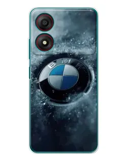 Чехол для ZTE Blade A34 с картинкой «Логотип BMW — лед»