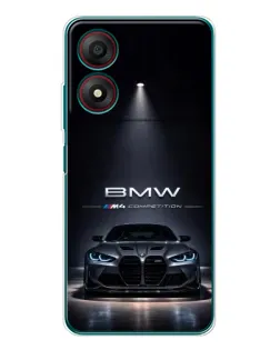 Чехол для ZTE Blade A34 с картинкой «BMW сквозь ночной город»