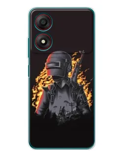 Чохол для ZTE Blade A34 з картинкою «PUBG — вогняний силует»