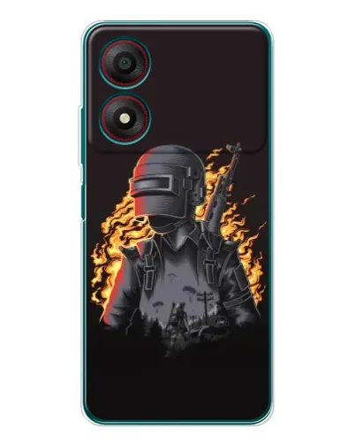 Чохол для ZTE Blade A34 з картинкою «PUBG — вогняний силует»