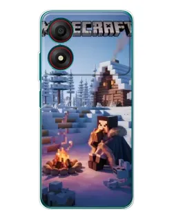 Чохол для ZTE Blade A34 з картинкою «Зимовий Minecraft»