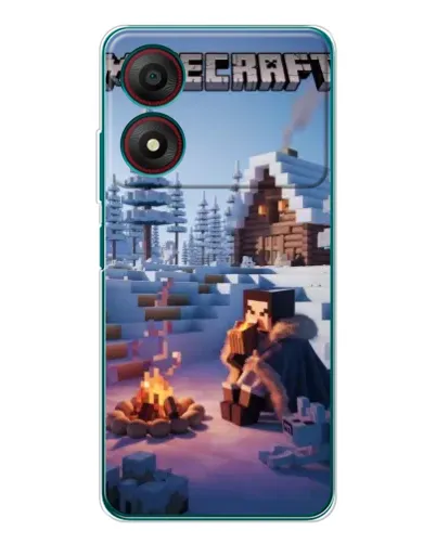 Чохол для ZTE Blade A34 з картинкою «Зимовий Minecraft»