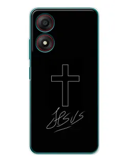 Чехол для ZTE Blade A34 с картинкой «Графический крест Jesus»