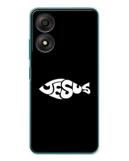 Чехол для ZTE Blade A34 с картинкой «Рыба Jesus»