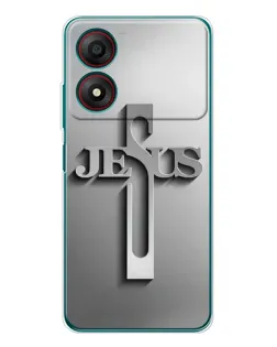 Чехол для ZTE Blade A34 с картинкой «Металлический крест Jesus»
