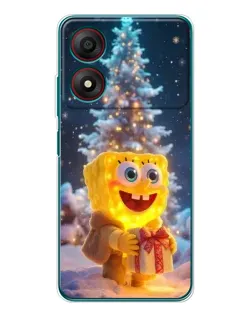 Чохол для ZTE Blade A34 з картинкою «Різдвяний Спанч Боб»