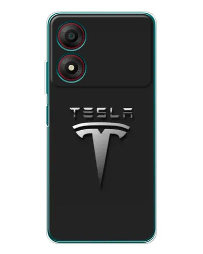 Чехол для ZTE Blade A34 с картинкой «Стальной логотип Tesla»