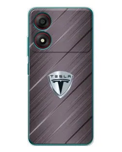 Чехол для ZTE Blade A34 с картинкой «Металлическая текстура Tesla»