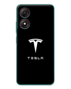 Чехол для ZTE Blade A34 с картинкой «Tesla White Logo»