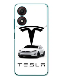 Чехол для ZTE Blade A34 с картинкой «Tesla White Style»