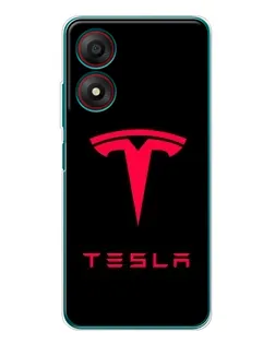 Чехол для ZTE Blade A34 с картинкой «Tesla Red Logo»