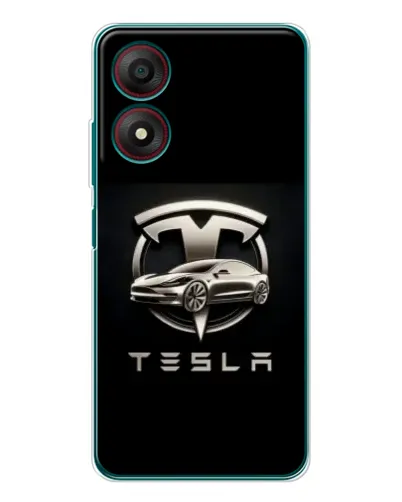 Чехол для ZTE Blade A34 с картинкой «Tesla — серебристое авто»