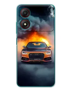 Чохол для ZTE Blade A34 з картинкою «Audi у вогняному диму»