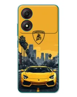 Чохол для ZTE Blade A34 з картинкою «Жовтий Lamborghini місто»
