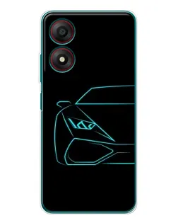 Чохол для ZTE Blade A34 з картинкою «Блакитний силует Lamborghini»