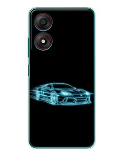 Чохол для ZTE Blade A34 з картинкою «Неоновий контур Lamborghini»