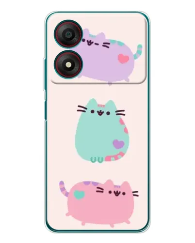 Чохол для ZTE Blade A34 з картинкою «Pusheen тріо»