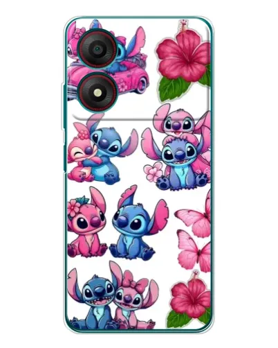 Чехол для ZTE Blade A34 с картинкой «Стикеры Stitch и Angel»