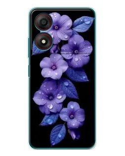 Чохол для ZTE Blade A34 з картинкою «Фіолетові квіти з росою»