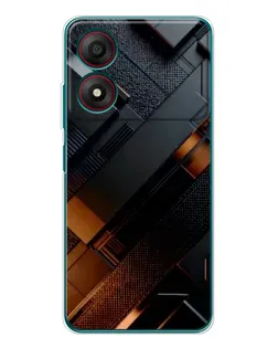 Чехол для ZTE Blade A34 с картинкой «Черные геометрические блоки»
