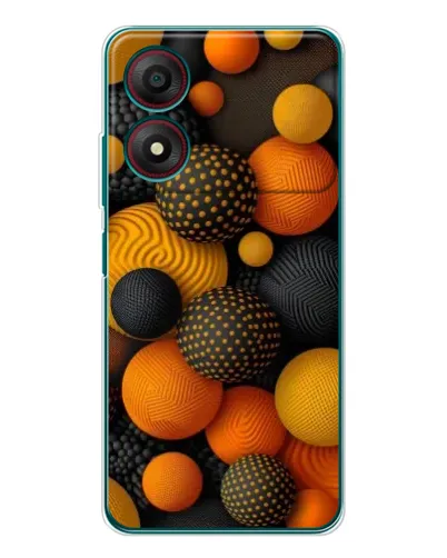 Чехол для ZTE Blade A34 с картинкой «Объемные оранжевые сферы»