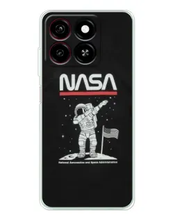 Чехол для ZTE Blade A35 с картинкой «NASA — шагаем по Луне»