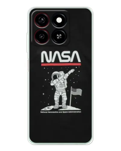 Чехол для ZTE Blade A35 с картинкой «NASA — шагаем по Луне»
