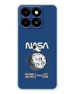 Чехол для ZTE Blade A35 с картинкой «NASA — лунная миссия»