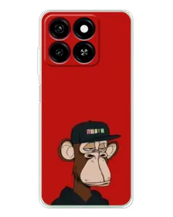 Чехол для ZTE Blade A35 с картинкой «Bored Ape — красный фон»