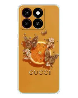 Чехол для ZTE Blade A35 с картинкой «Gucci — золотые бабочки»