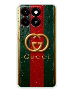 Чехол для ZTE Blade A35 с картинкой «Gucci — фирменная полоса и золото»