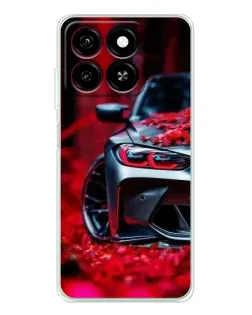 Чехол для ZTE Blade A35 с картинкой «Спортивная BMW и цветы»