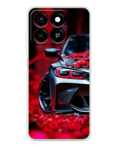 Чехол для ZTE Blade A35 с картинкой «Спортивная BMW и цветы»