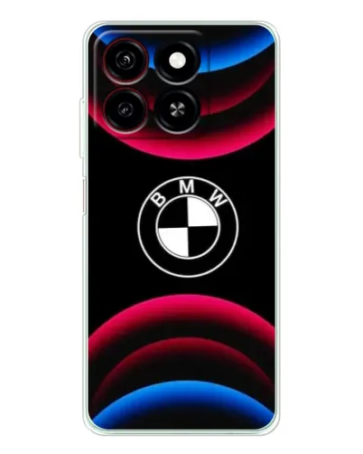 Чехол для ZTE Blade A35 с картинкой «Логотип BMW и неоновые дуги»