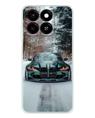 Чехол для ZTE Blade A35 с картинкой «BMW в зимнем лесу»