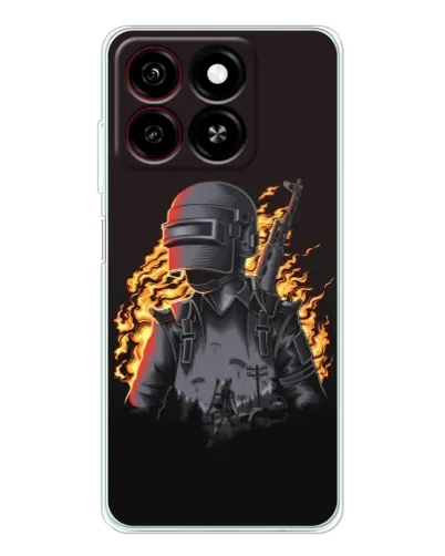 Чехол для ZTE Blade A35 с картинкой «PUBG — огненный силуэт»