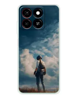 Чехол для ZTE Blade A35 с картинкой «Герой PUBG на скале»