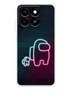 Чехол для ZTE Blade A35 с картинкой «Among Us неон-арт»