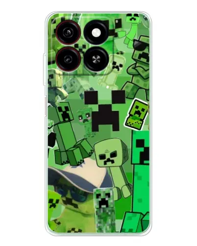 Чехол для ZTE Blade A35 с картинкой «Криперы Minecraft»