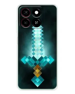 Чехол для ZTE Blade A35 с картинкой «Алмазный меч неон»