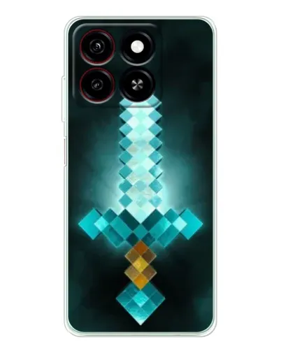 Чехол для ZTE Blade A35 с картинкой «Алмазный меч неон»
