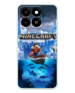 Чехол для ZTE Blade A35 с картинкой «Minecraft ледяной мир»
