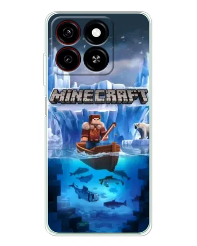 Чехол для ZTE Blade A35 с картинкой «Minecraft ледяной мир»