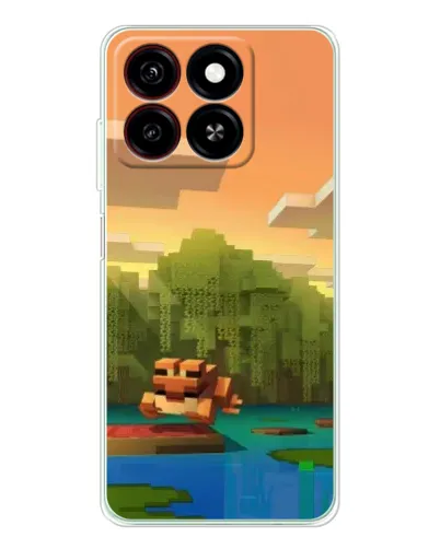Чехол для ZTE Blade A35 с картинкой «Майнкрафт закат солнца»
