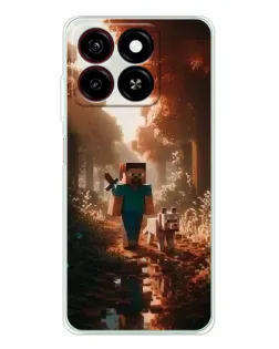 Чехол для ZTE Blade A35 с картинкой «Стив в лесу»
