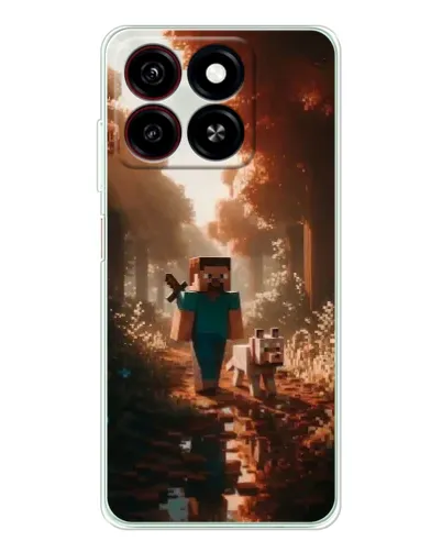 Чехол для ZTE Blade A35 с картинкой «Стив в лесу»