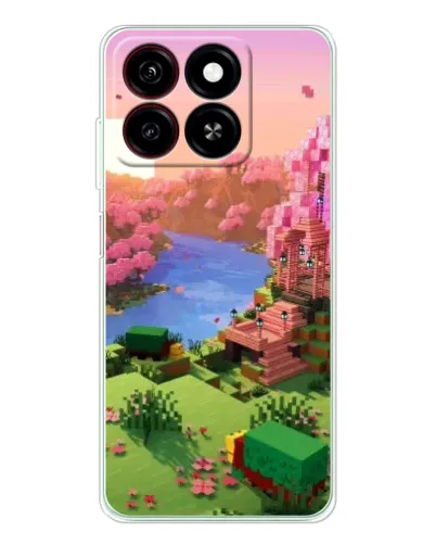 Чехол для ZTE Blade A35 с картинкой «Розовое дерево Minecraft»